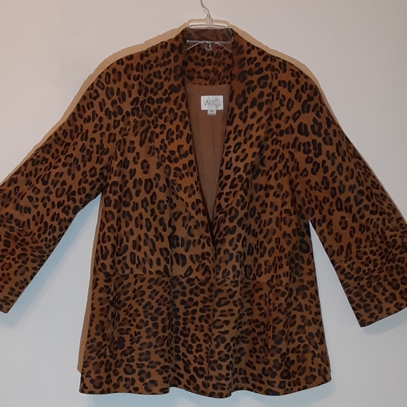 Vakko Suede Leather Leopard Print Jacket. - Picture 3 of 14